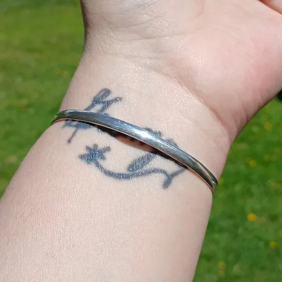 Vintage Sterling Silver & Chrysocolla Stone Hook Clasp Reygo 925 Mexico Bangle - Picture 10 of 13